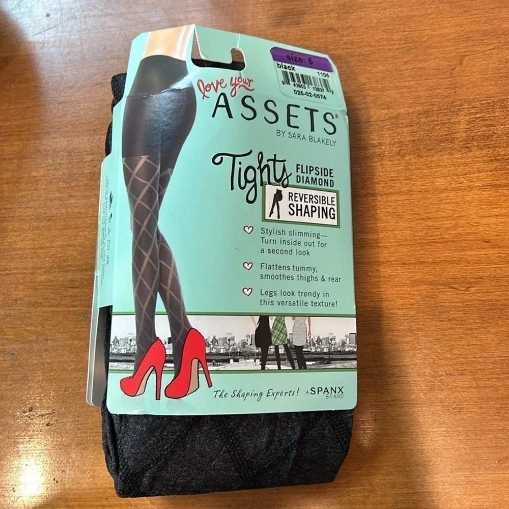 Love your assets flipside diamond tights reversible shaping black size 2X plus